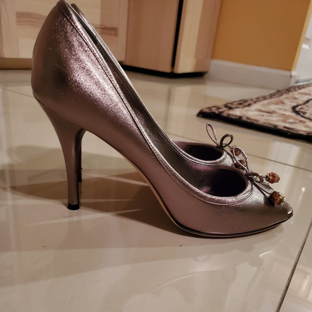 GUCCI Leather BAMBOO Accents Pumps